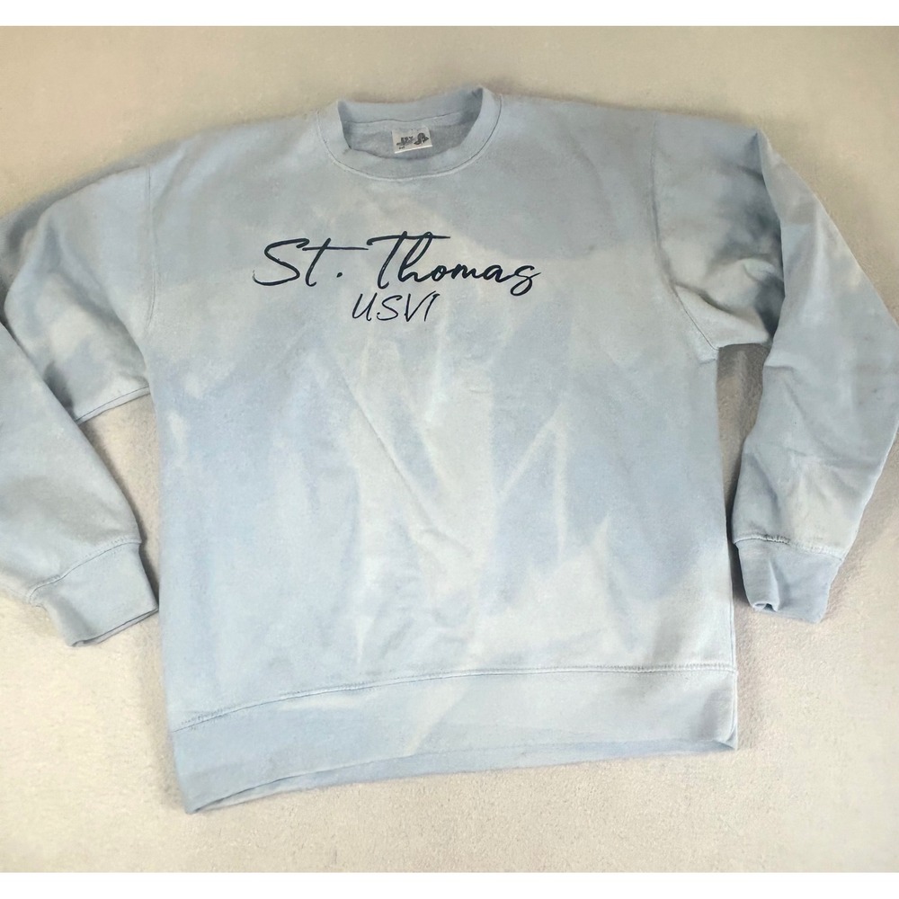 ESY Surf Co Sweatshirt Women Medium Blue St. Thomas USVI Beachy Coastal 02681